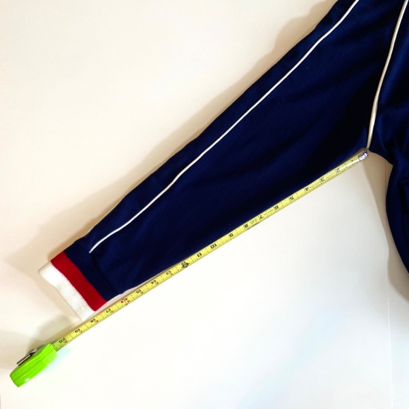 Vintage 70s Nordic Zip Up Sweater Jacket Navy Red White Retro Preppy Chaletcore - Picture 12 of 12